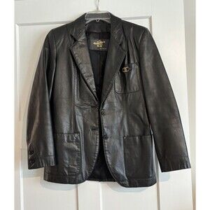Etienne Aigner Genuine Leather Jacket Vintage Size 10, Black